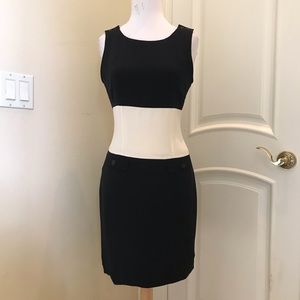 Pat Argenti navy and ivory silk career dress